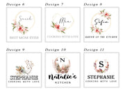 Floral Kitchen Apron With Personalized Name