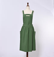 Linen Cotton Dress Apron, Vintage Apron, Country Style Pianfore 1027