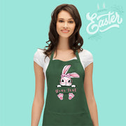 Easter Bunny Hunts Eggs Adjustable Bib Apron with Custom Name