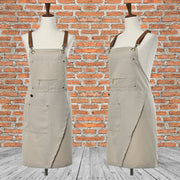 Khaki Apron Split-leg with Pockets, Adjustable Cross-back Straps