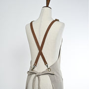 Khaki Apron Split-leg with Pockets, Adjustable Cross-back Straps