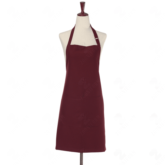 Burgundy Bib Apron Two Pockets