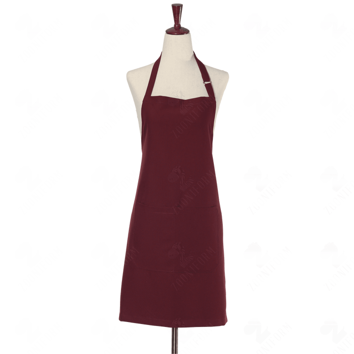 Burgundy Bib Apron Two Pockets