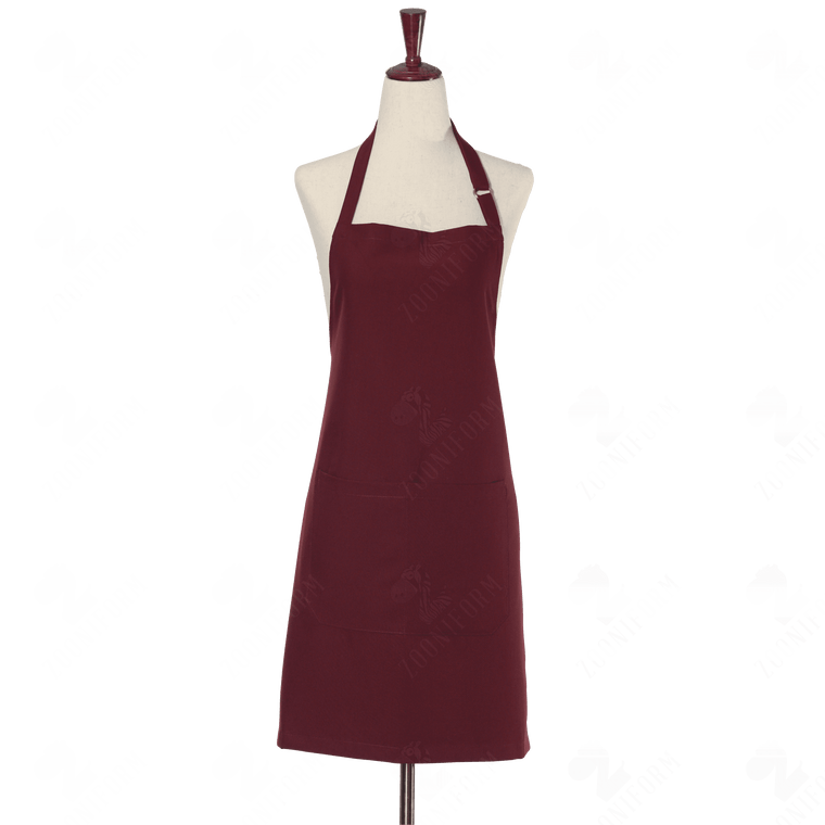 Burgundy Bib Apron Two Pockets