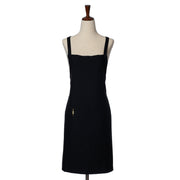 Adjustable Black Bib Apron with Cross-back Straps