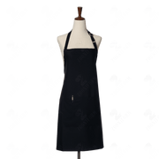 Cotton Black Bib Apron Two Pockets, Adjustable Neck Strap