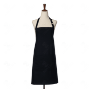Cotton Black Bib Apron Two Pockets, Adjustable Neck Strap