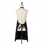 Cotton Black Bib Apron Two Pockets, Adjustable Neck Strap