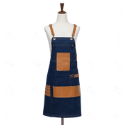 Blue Jean Apron with Cross-back Leather Strap