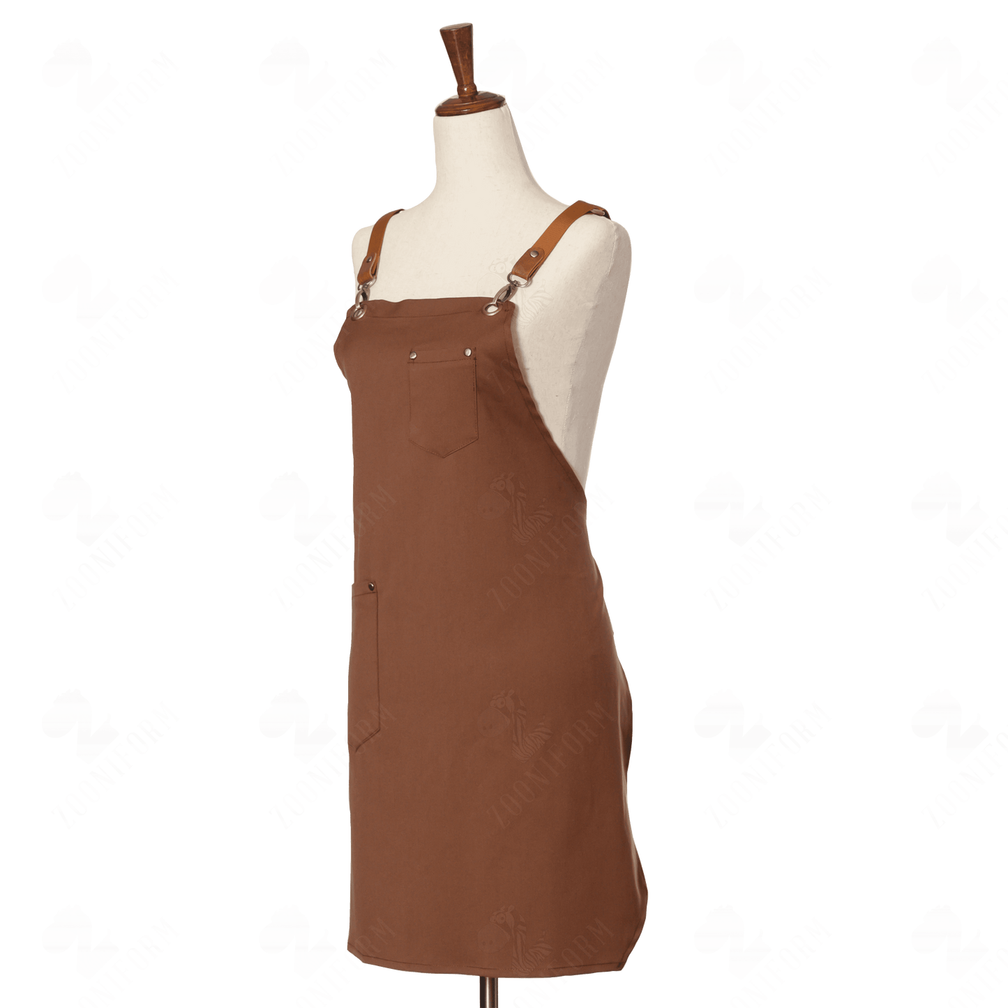 Adjustable Chocolate Brown Bib Apron with Cross-back Straps