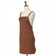 Adjustable Chocolate Brown Bib Apron with Cross-back Straps