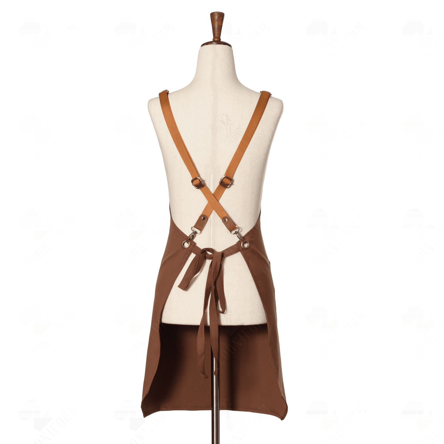 Adjustable Chocolate Brown Bib Apron with Cross-back Straps