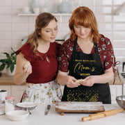 Mom's Kitchen Black Apron with Pockets, Adjustable Strap